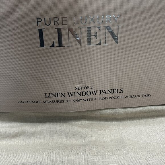 Pure Luxury Drapes Curtains Beige Natural Flax Linen Lined‎ Set Of 2 Panel 50x96 - Picture 11 of 12
